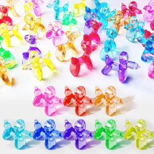 70 Pcs Mini Resin Balloon Dog Figurine to Hide Small Acrylic Bulk Balloon Animal Toys Crafts 8 Color Mixed with Holes for Party Favors Statue Decor Charm Keychain