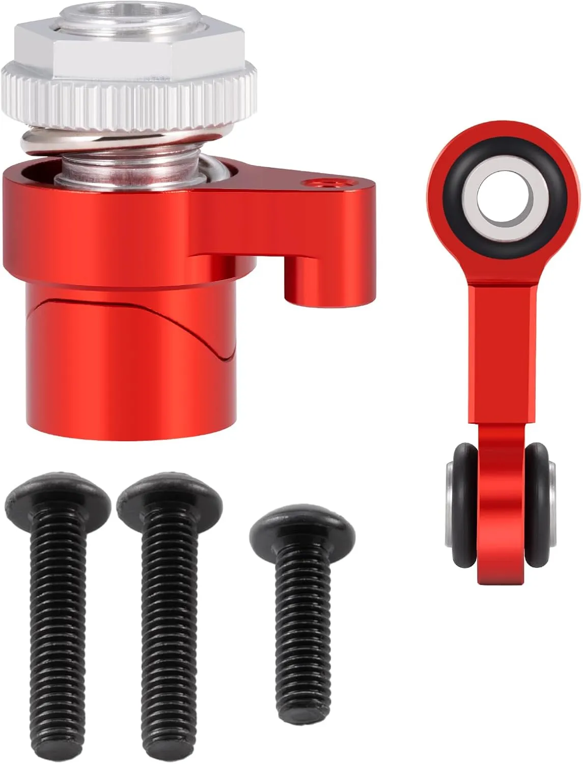 7075 Aluminum RC Servo Saver Arm 25T with Steering Drag Link for Tra-xxas 1/16 Mini Maxx 2S 1/10 4WD Ford GT 4-TEC 2.0 3.0 RC Car Upgrade (Red)