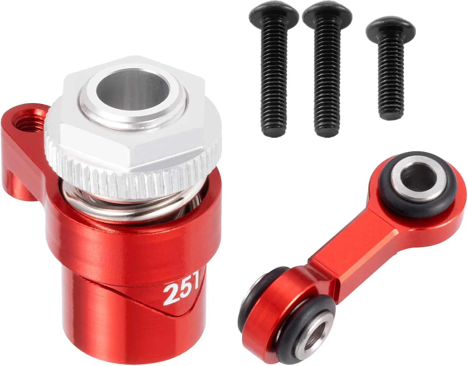 7075 Aluminum RC Servo Saver Arm 25T with Steering Drag Link for Tra-xxas 1/16 Mini Maxx 2S 1/10 4WD Ford GT 4-TEC 2.0 3.0 RC Car Upgrade (Red)