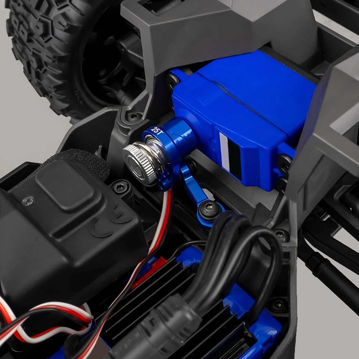 7075 Aluminum RC Servo Saver Arm 25T with Steering Drag Link for Tra-xxas 1/16 Mini Maxx 2S 1/10 4WD Ford GT 4-TEC 2.0 3.0 RC Car Upgrade (Blue)