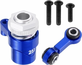 7075 Aluminum RC Servo Saver Arm 25T with Steering Drag Link for Tra-xxas 1/16 Mini Maxx 2S 1/10 4WD Ford GT 4-TEC 2.0 3.0 RC Car Upgrade (Blue)