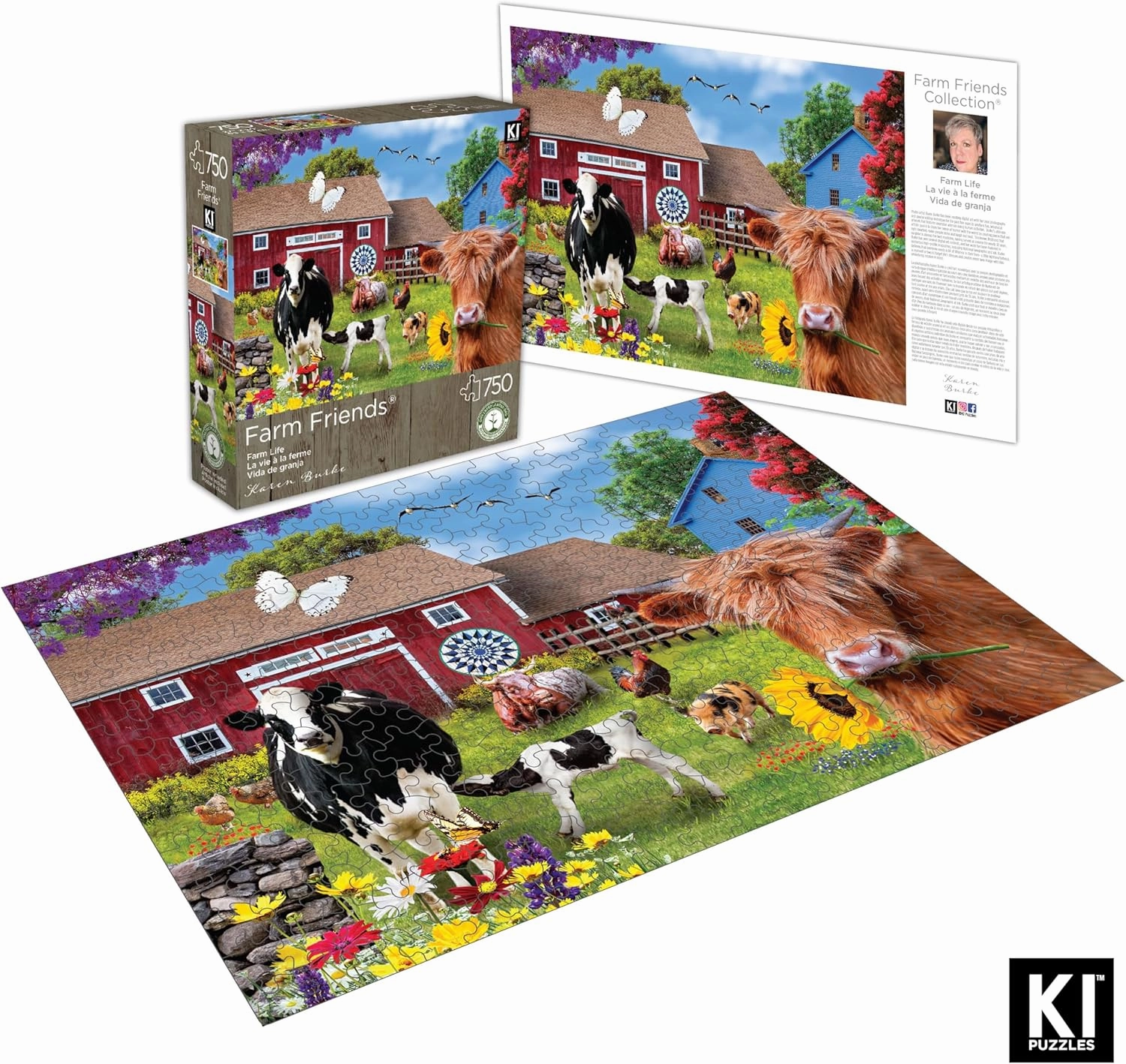 750 Piece Puzzle for Adults Karen Burke Farm Life Country Jigsaw from KI Puzzles