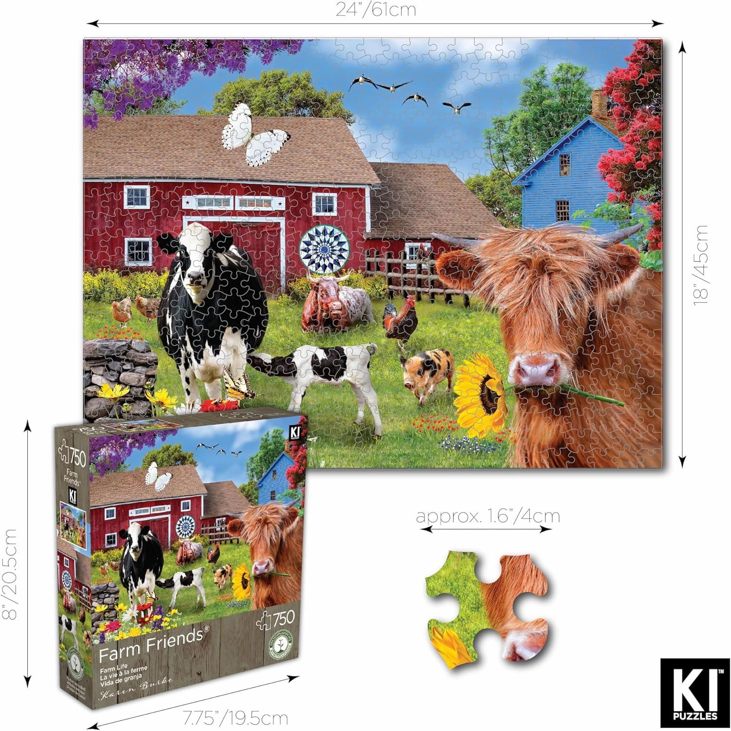 750 Piece Puzzle for Adults Karen Burke Farm Life Country Jigsaw from KI Puzzles