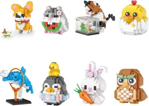 8 PCS Mini Animals Building Blocks Set,Animal Themed Collection Construction Building Bricks Toy,Cute Home Decors
