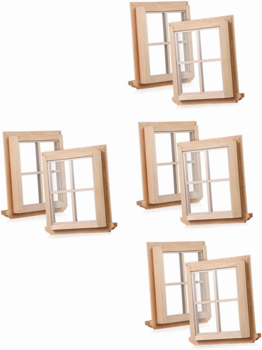8 Pcs Miniature Window Frame Models Tiny Doll House Furniture Ornaments Sturdy Construction for DIY Decor and Miniature Landscapes Great Present