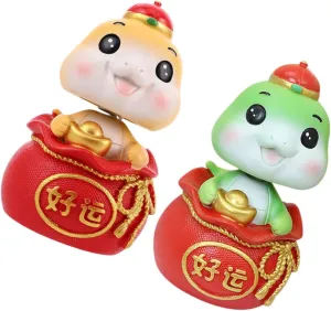 ABOOFAN 2pcs Desktop Snake Decor Mini Resin Snake Statue Festive Car Interior Ornament Interactive Bobblehead Craft for New Year