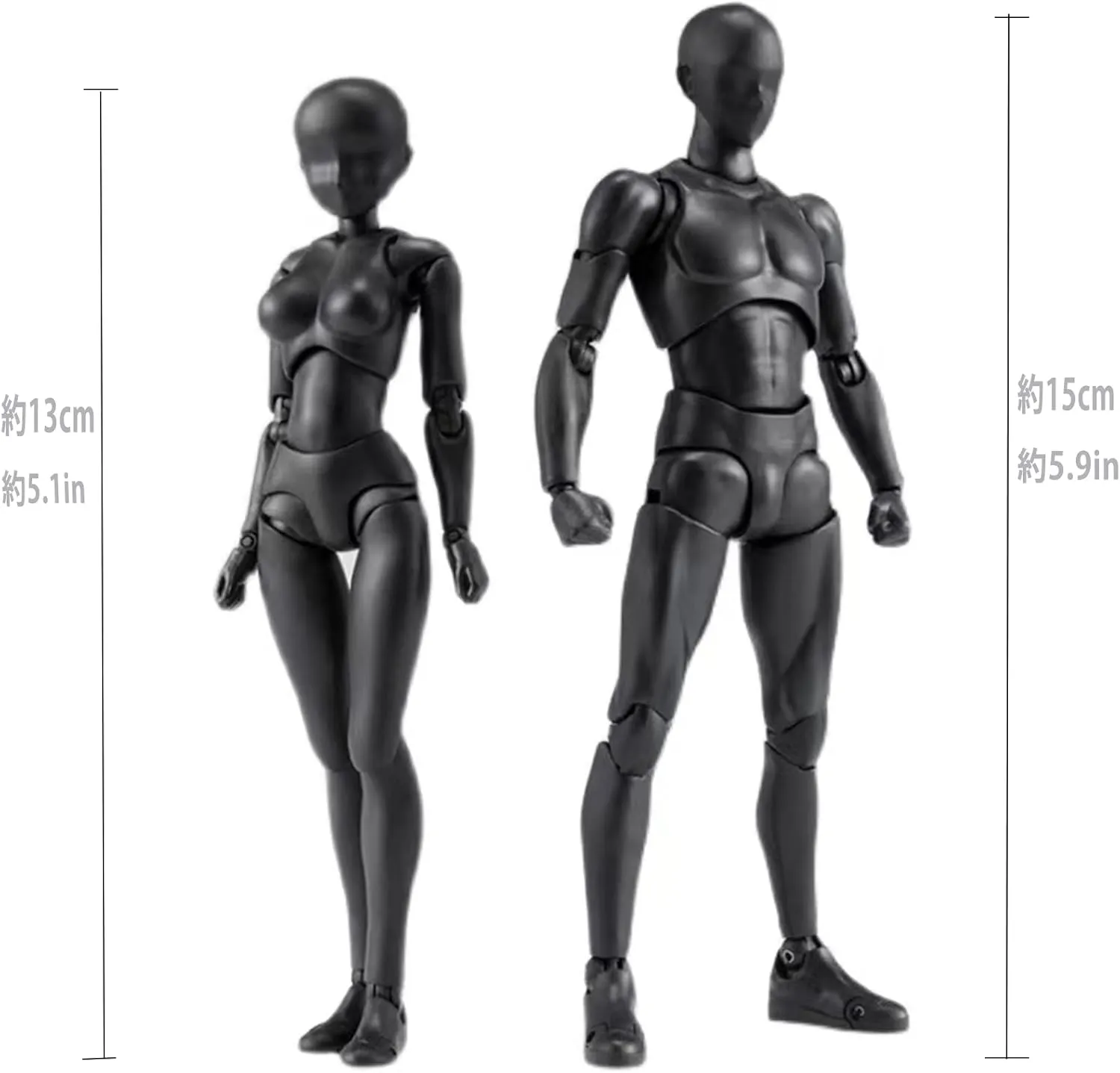 Action Figures PVC Model (Black Color) with Box Drawing Figure Models for Artists(Female Male)