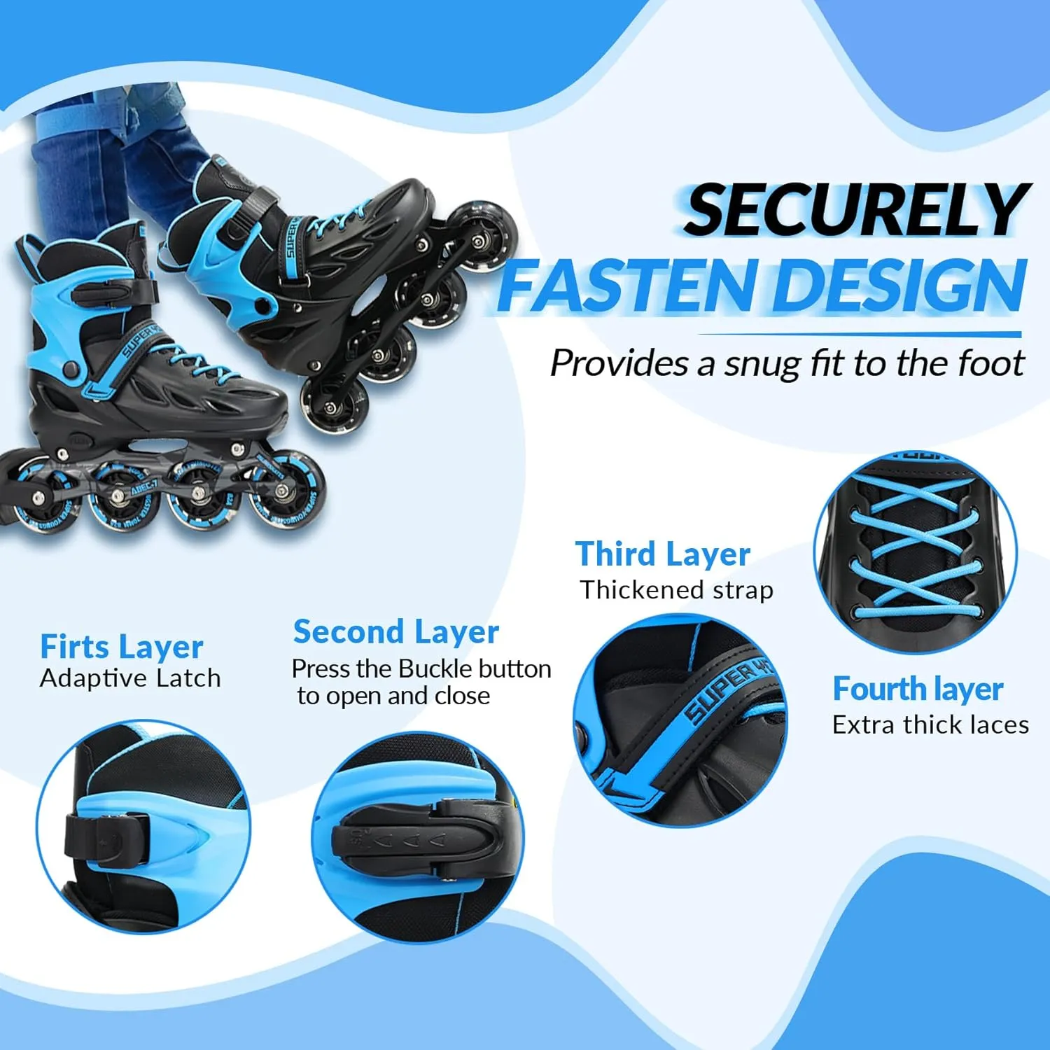 Adjustable Inline Skates for Boys Girls Ages 4-12 with Light Up Wheels, Roller Skates Blades for Youth Kids Indoor & Outdoor Beginners