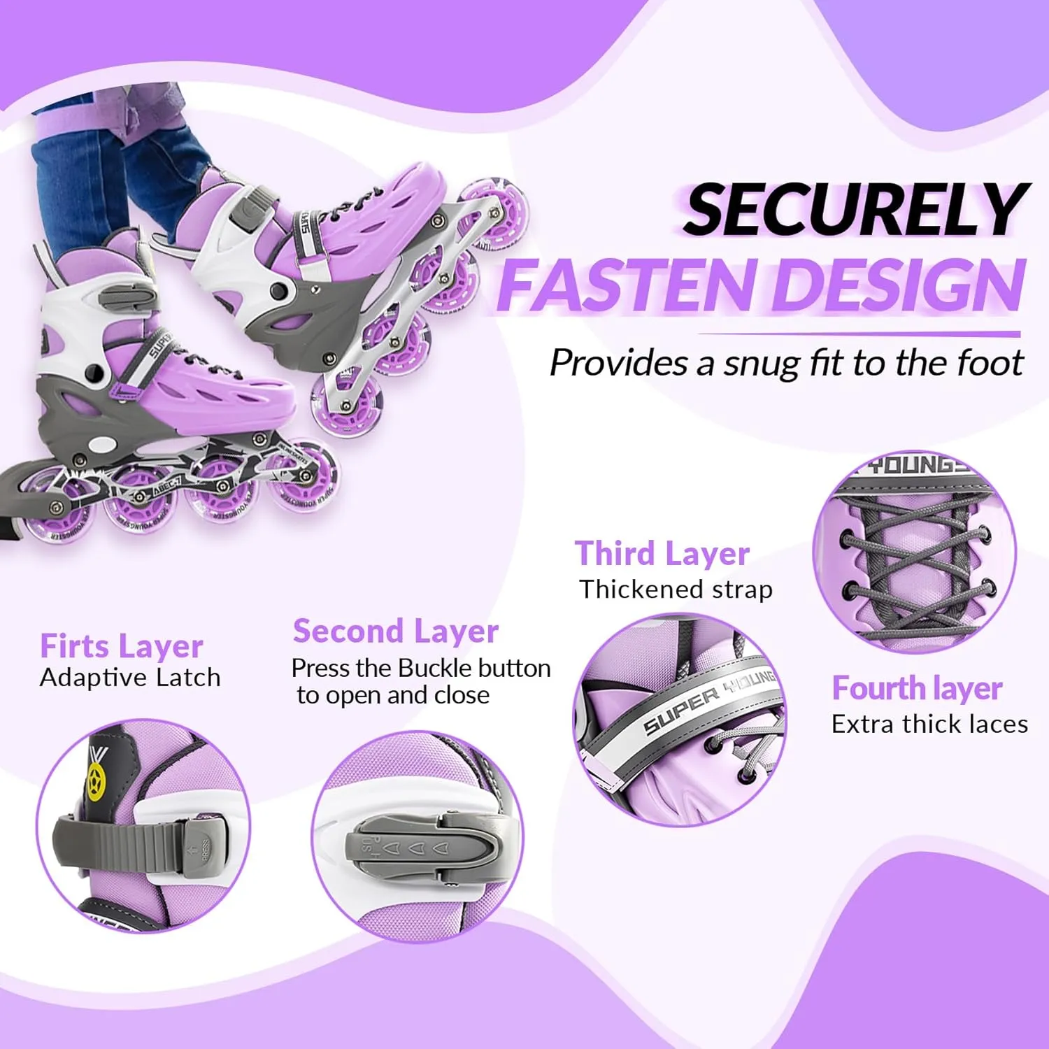 Adjustable Inline Skates for Boys Girls Ages 4-12 with Light Up Wheels, Roller Skates Blades for Youth Kids Indoor & Outdoor Beginners