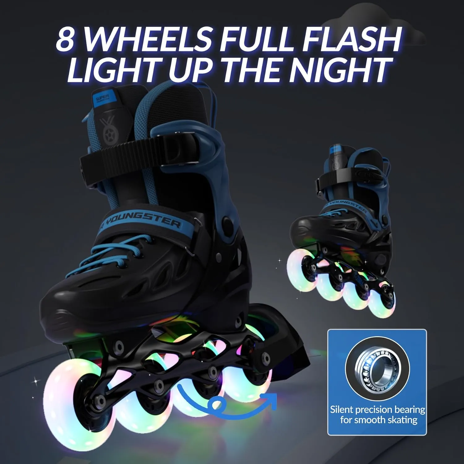Adjustable Inline Skates for Boys Girls Ages 4-12 with Light Up Wheels, Roller Skates Blades for Youth Kids Indoor & Outdoor Beginners