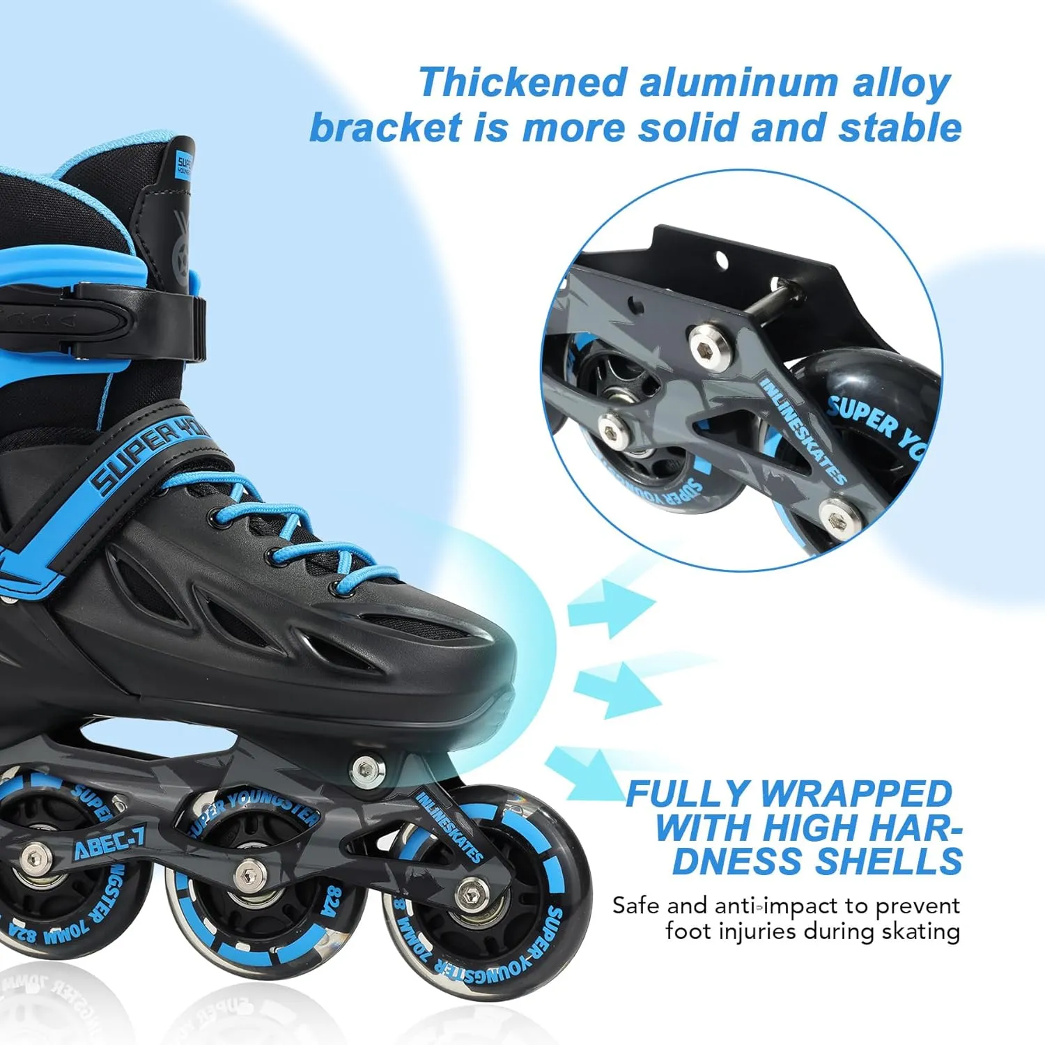 Adjustable Inline Skates for Boys Girls Ages 4-12 with Light Up Wheels, Roller Skates Blades for Youth Kids Indoor & Outdoor Beginners
