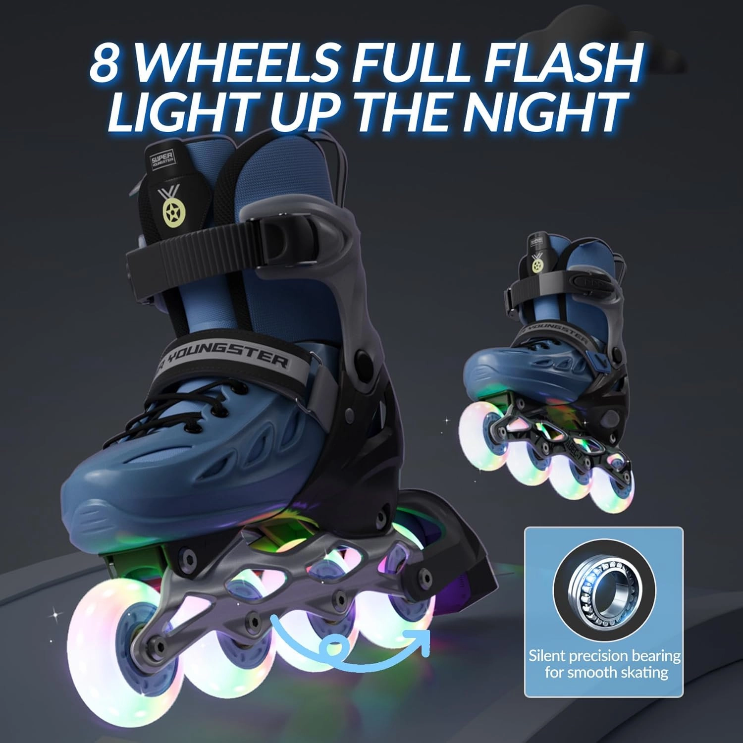 Adjustable Inline Skates for Boys Girls Ages 4-12 with Light Up Wheels, Roller Skates Blades for Youth Kids Indoor & Outdoor Beginners