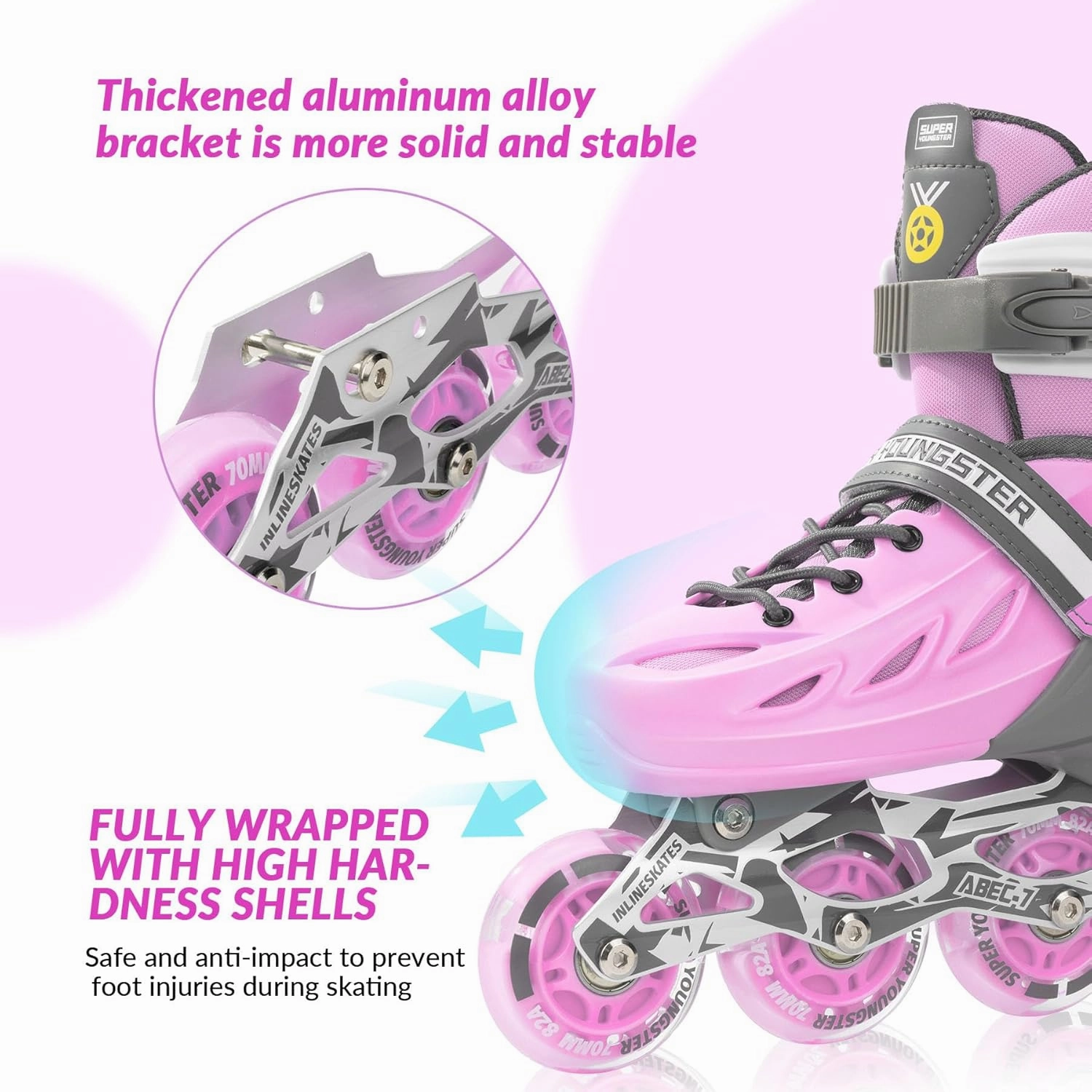 Adjustable Inline Skates for Boys Girls Ages 4-12 with Light Up Wheels, Roller Skates Blades for Youth Kids Indoor & Outdoor Beginners