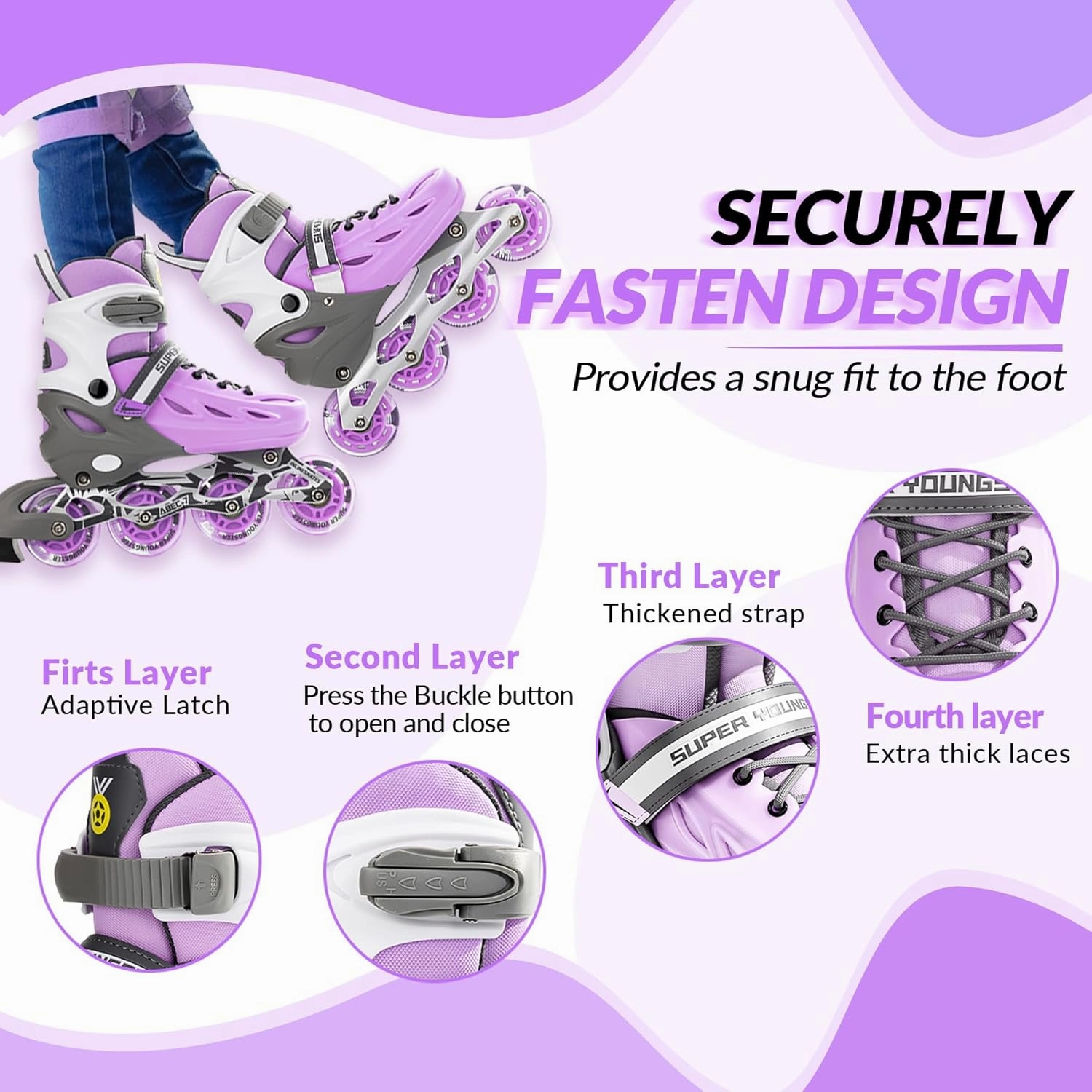 Adjustable Inline Skates for Boys Girls Ages 4-12 with Light Up Wheels, Roller Skates Blades for Youth Kids Indoor & Outdoor Beginners