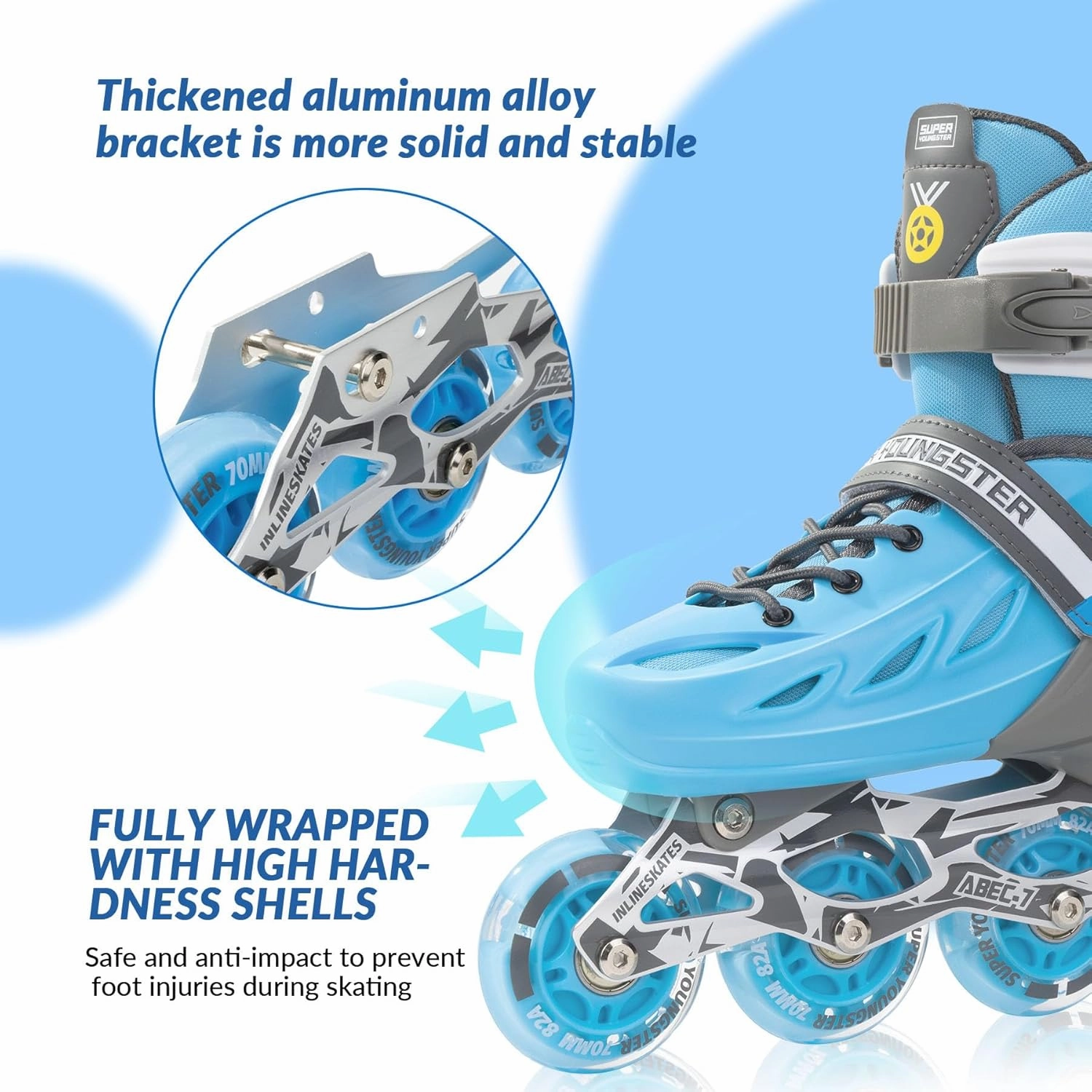 Adjustable Inline Skates for Boys Girls Ages 4-12 with Light Up Wheels, Roller Skates Blades for Youth Kids Indoor & Outdoor Beginners