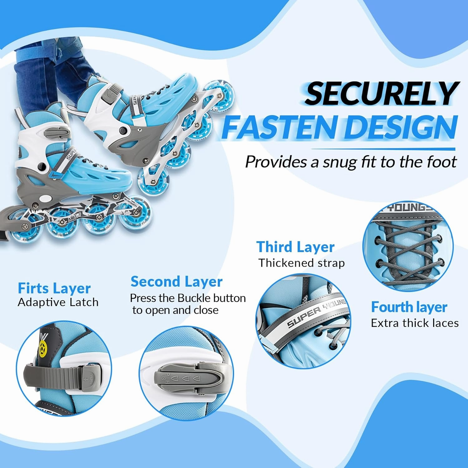 Adjustable Inline Skates for Boys Girls Ages 4-12 with Light Up Wheels, Roller Skates Blades for Youth Kids Indoor & Outdoor Beginners