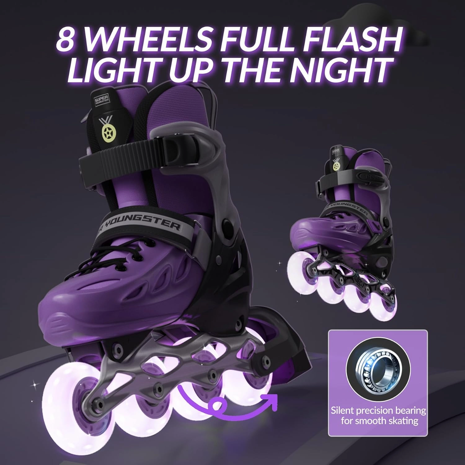Adjustable Inline Skates for Boys Girls Ages 4-12 with Light Up Wheels, Roller Skates Blades for Youth Kids Indoor & Outdoor Beginners
