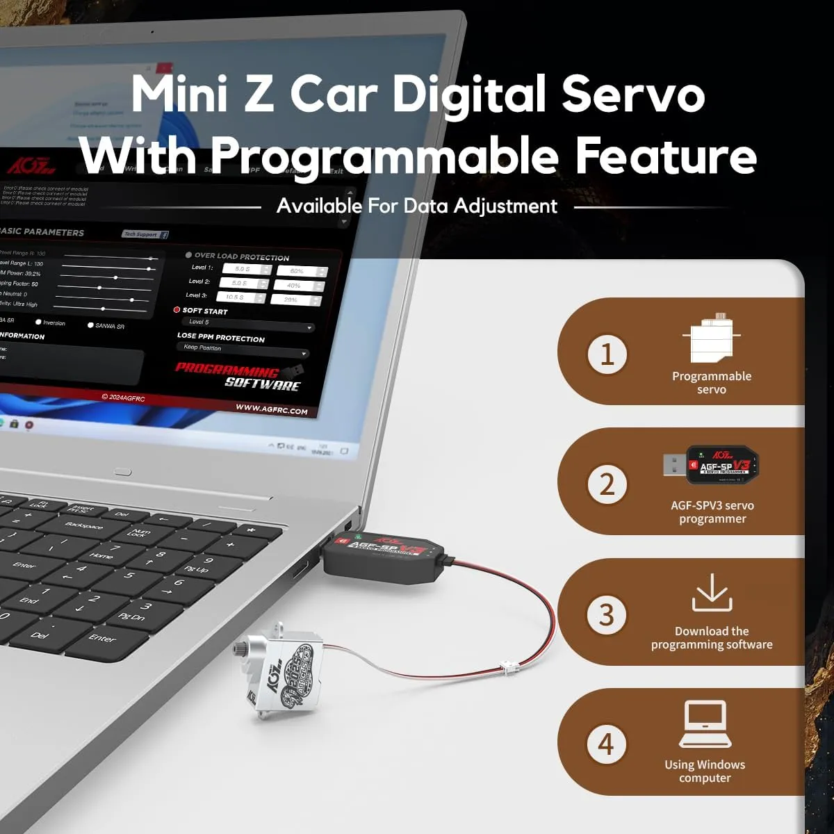 AGFRC Mini-Z-Car Micro RC-Steering Servo - 1.4KG 0.050sec High Speed Programmable Full Metal Gear Coreless Digital Mini Servo, Control Angle 180° (A11CLS V3 2025 Special Edition)