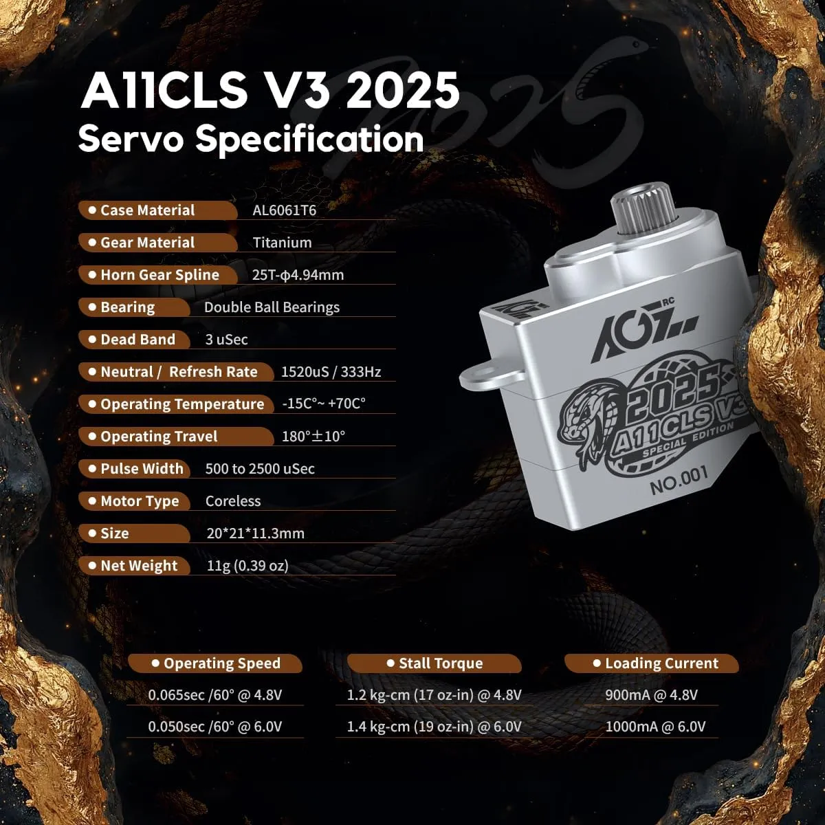 AGFRC Mini-Z-Car Micro RC-Steering Servo - 1.4KG 0.050sec High Speed Programmable Full Metal Gear Coreless Digital Mini Servo, Control Angle 180° (A11CLS V3 2025 Special Edition)