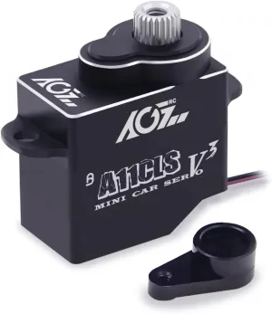 AGFRC Mini-Z-Car Micro RC-Steering Servo - 1.4KG Upgrade Programmable 0.050sec High Speed Full Metal Gear Mini Digital Coreless Black Servo, Control Angle 180° (A11CLS V3)