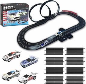 AGM MASTECH Slot Car Race Track Set with Light-Up Cars, Adjustable Speed Controllers, and Exciting Full-Speed Turbo Button - Complete Gift Set for Kids Age 4-12 and Family Fun