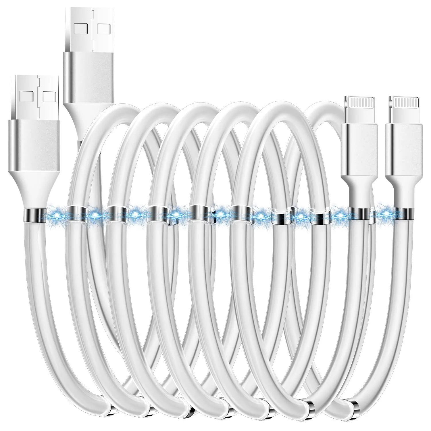 AICase Magnetic Charging Cable,(3FT 6.5FT) Super Organized Charging Magnetic Absorption Nano Data Cable for Phone 14/13/12/11/XS/XS Max/XR/X/8/8 Plus/7/7 Plus/6s/6s Plus/6/6 Plus/SE