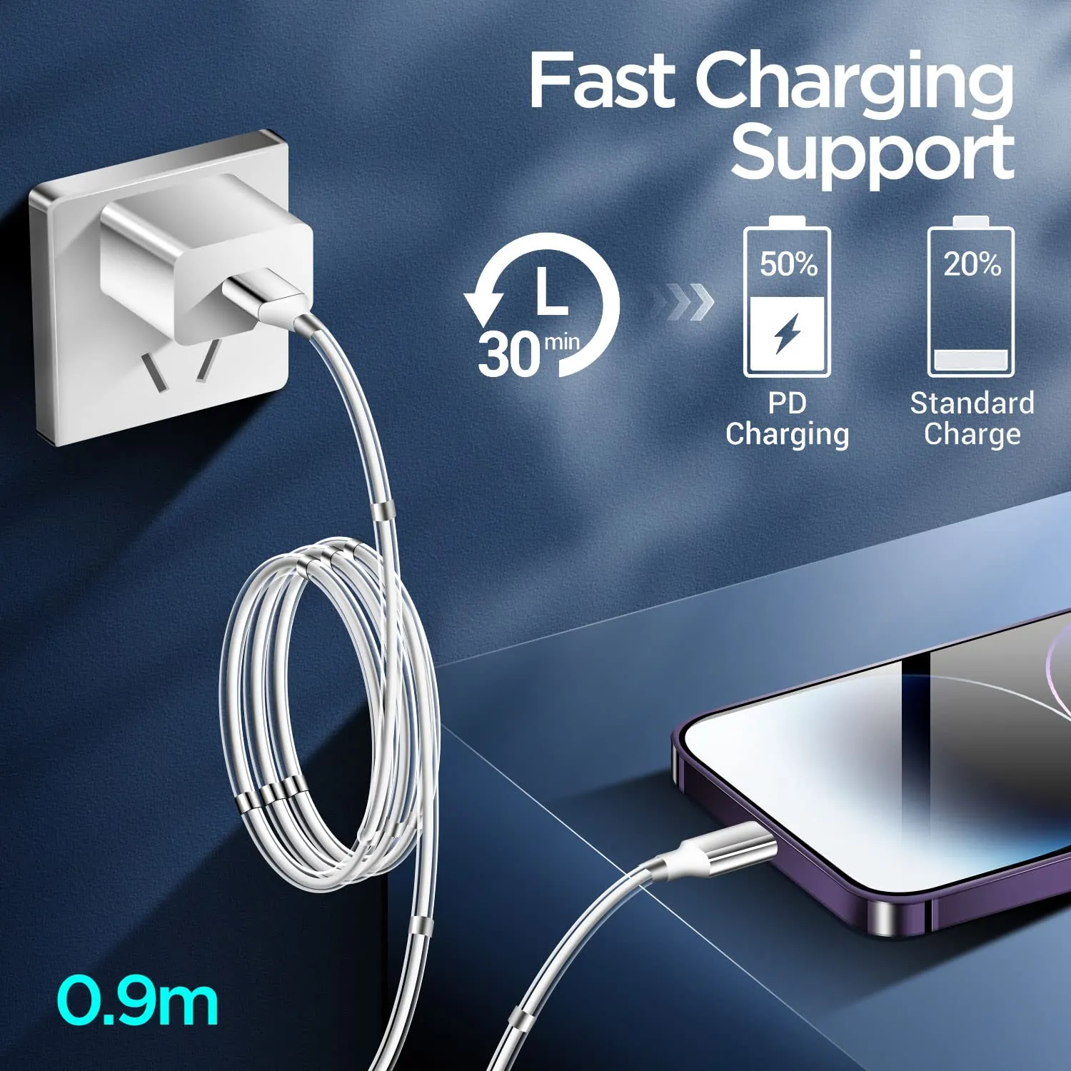 AICase Magnetic Charging Cable,(3FT 6.5FT) Super Organized Charging Magnetic Absorption Nano Data Cable for Phone 14/13/12/11/XS/XS Max/XR/X/8/8 Plus/7/7 Plus/6s/6s Plus/6/6 Plus/SE