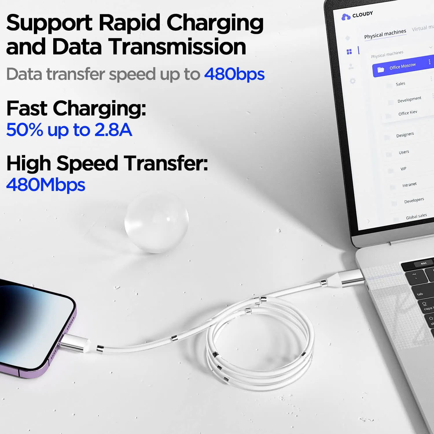 AICase Magnetic Charging Cable,(3FT 6.5FT) Super Organized Charging Magnetic Absorption Nano Data Cable for Phone 14/13/12/11/XS/XS Max/XR/X/8/8 Plus/7/7 Plus/6s/6s Plus/6/6 Plus/SE