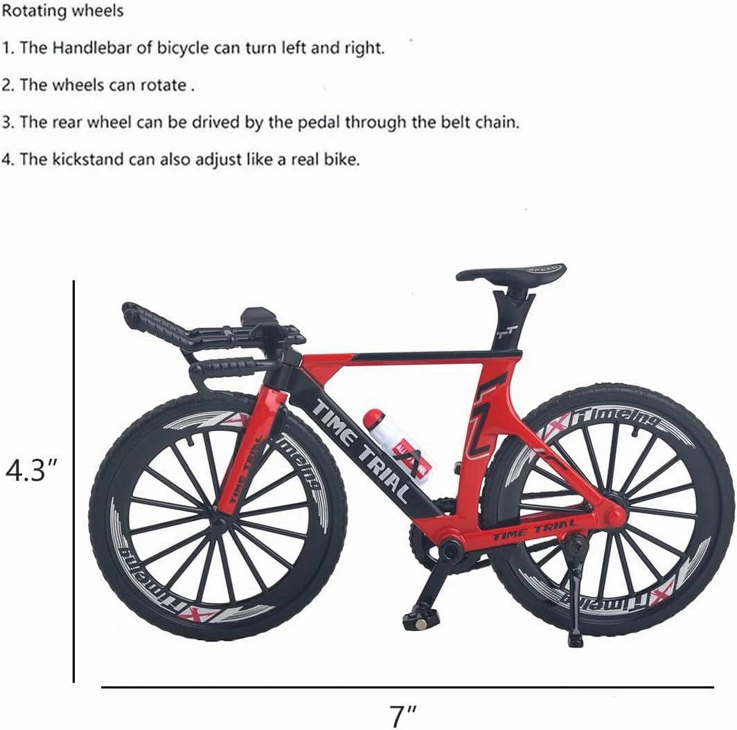 Ailejia Racing Timetrial Bicycle Mountain Finger Dirt Bike Toy Mini TT Bicycle Vehicles Ornament Bicycle Cake Topper Model Mini Bikes Decoration Crafts for Home (Red)