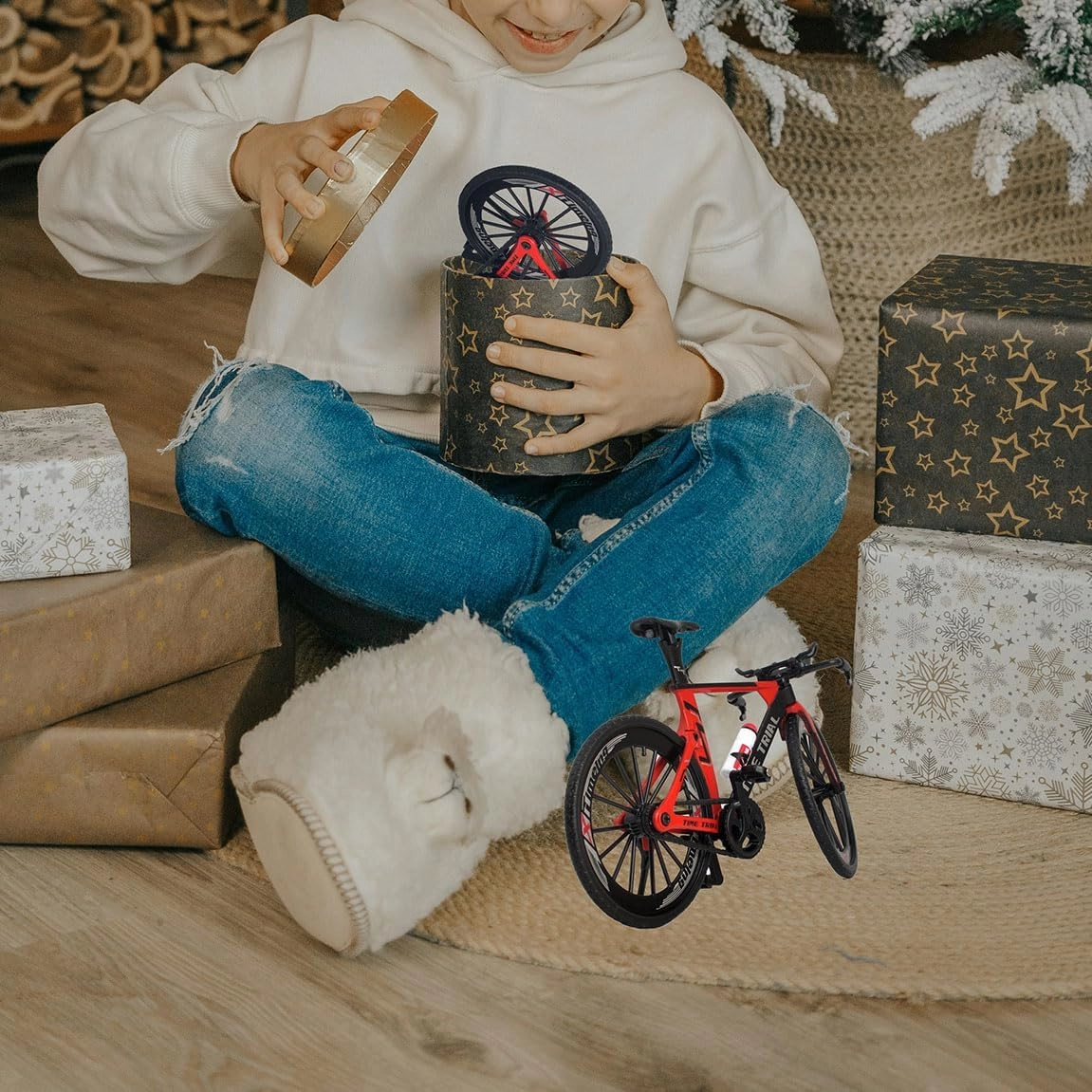 Ailejia Racing Timetrial Bicycle Mountain Finger Dirt Bike Toy Mini TT Bicycle Vehicles Ornament Bicycle Cake Topper Model Mini Bikes Decoration Crafts for Home (Red)