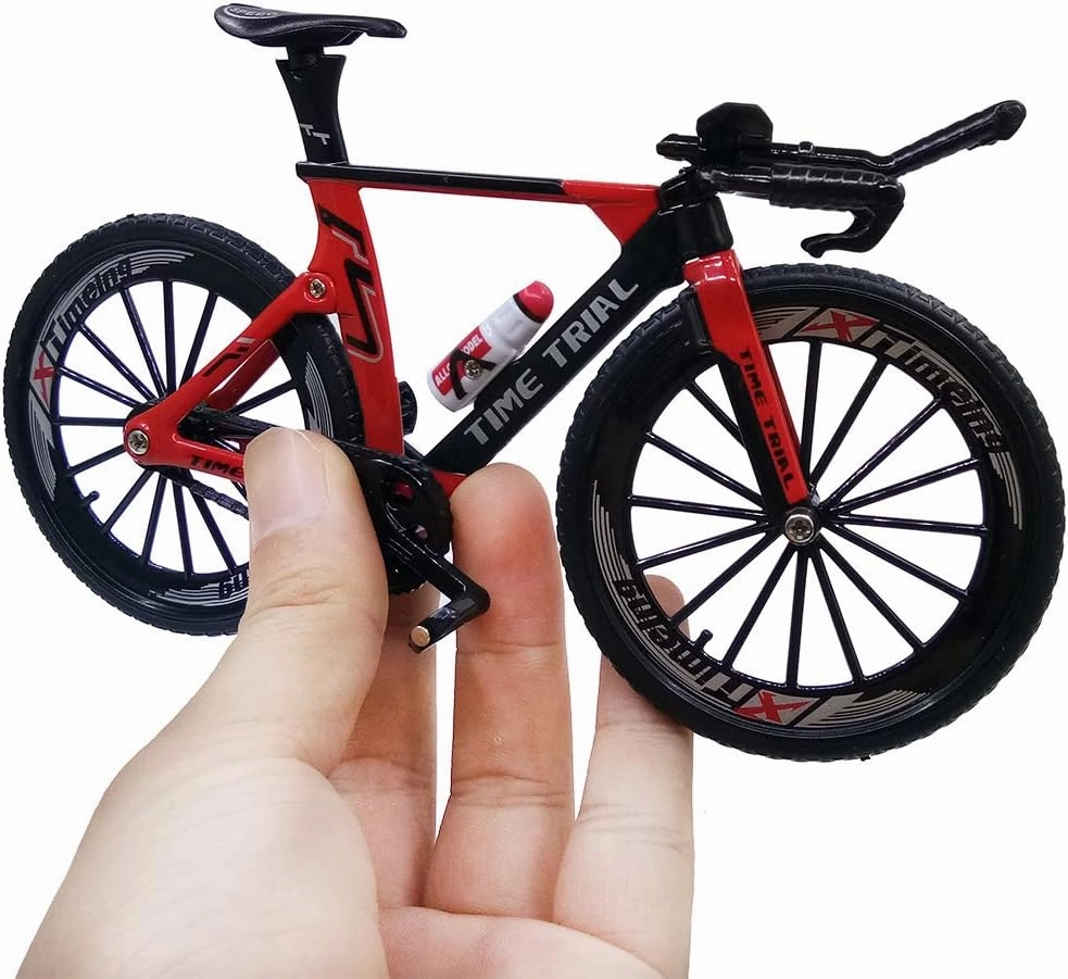 Ailejia Racing Timetrial Bicycle Mountain Finger Dirt Bike Toy Mini TT Bicycle Vehicles Ornament Bicycle Cake Topper Model Mini Bikes Decoration Crafts for Home (Red)