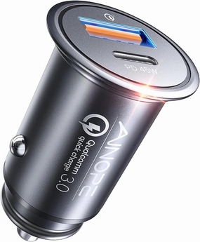AINOPE 67.5W 99% Invisible Super Mini Car Charger USB C Fast Charging,All Metal Cigarette Lighter Adapter PD&QC Type C Car Charger Adapter for iPhone 16 Pro Max 15 14 13 12,Samsung Galaxy S25,Android