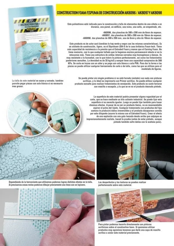 AK Interactive Construction Foam 6mm & 10mm - High Density Foam 195 X 295mm (2 sheets)