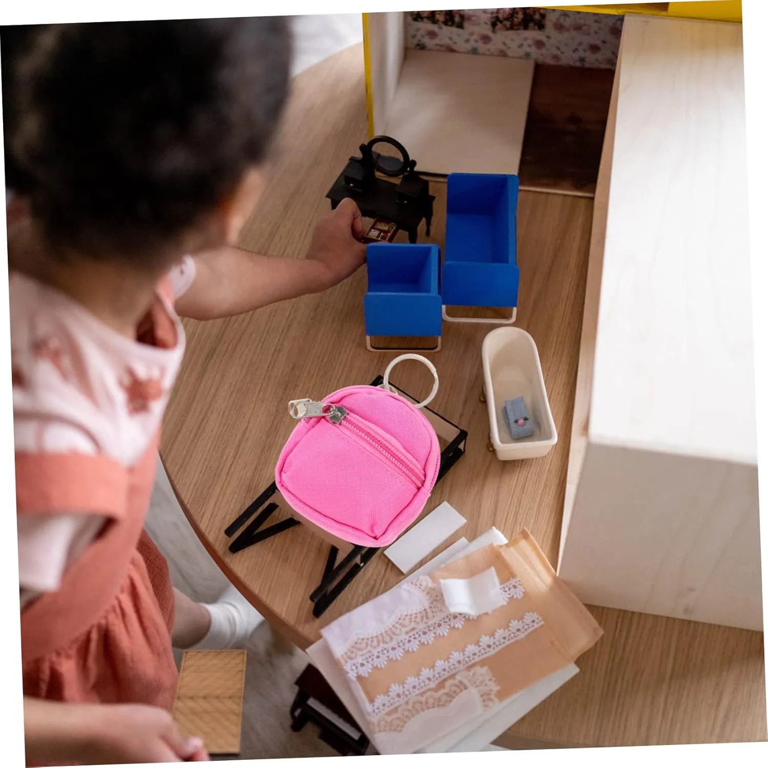 Alasum 8pcs Miniature Schoolbag Model Cute Dollhouse Accessory Portable Design for Dollhouse Decoration and Playtime Fun