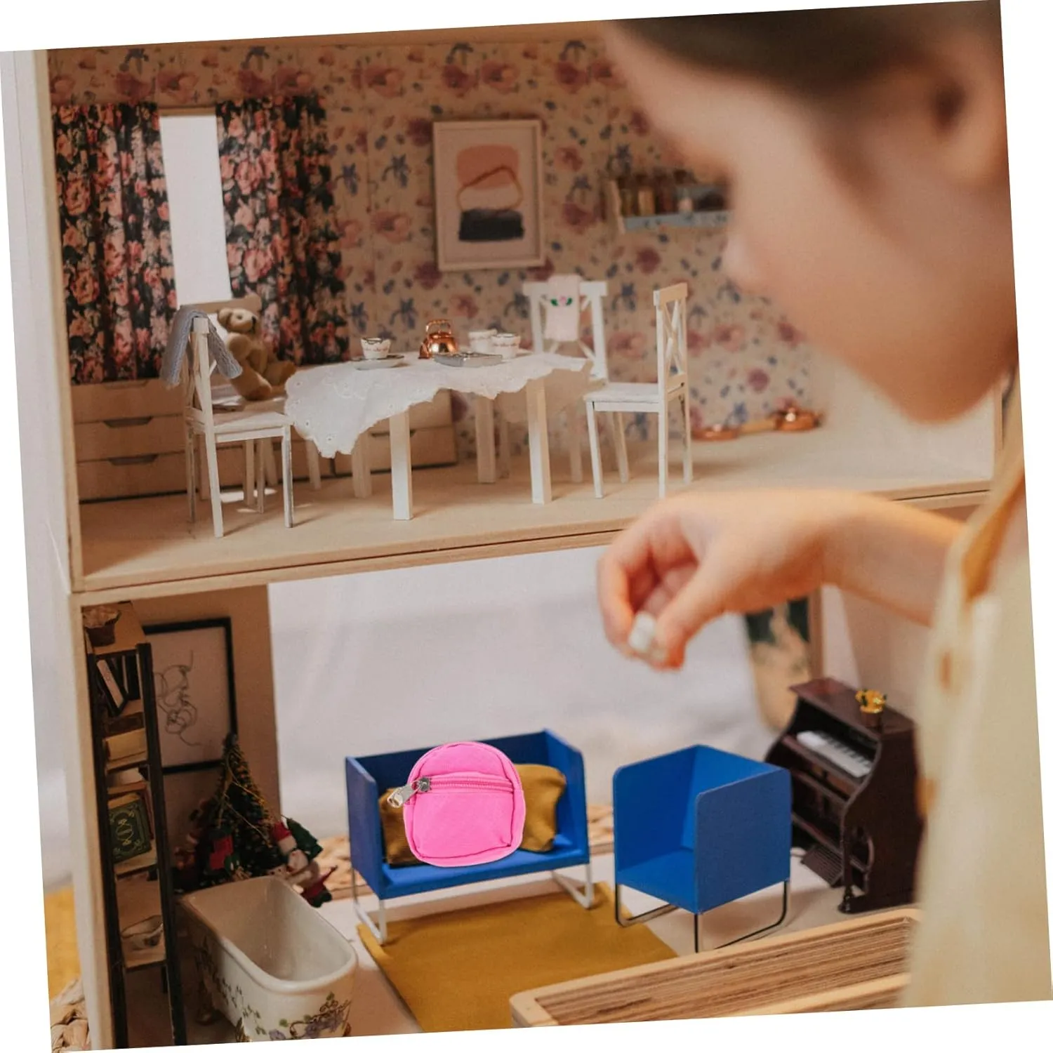 Alasum 8pcs Miniature Schoolbag Model Cute Dollhouse Accessory Portable Design for Dollhouse Decoration and Playtime Fun