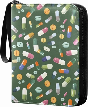 album card cards album display holder with double sided removable sleeves collectors for 400 cards Colorful Various Pills Green