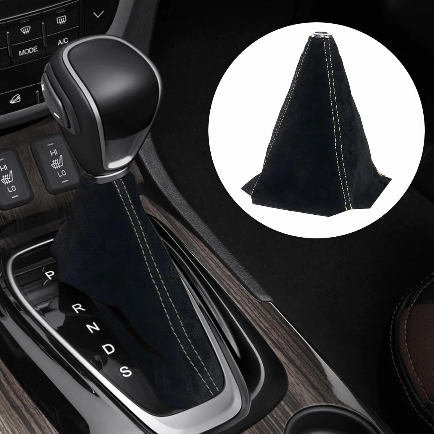 Alcantara Car Gear Shift Knob Cover, Universal Dust Cover Boot for Car Handle, Shift Knob Covers, Handbrake Covers, Durable Dust-Proof Protection, Fit for Shift Lever(All Black)