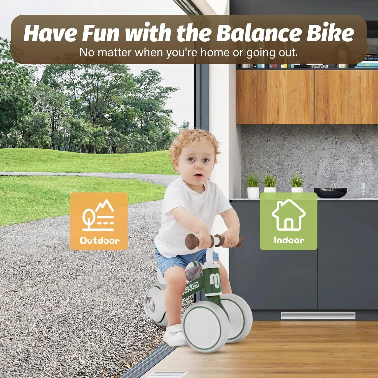 allobebe Baby Balance Bike, Cute Toddler Bikes 12-36 Months Gifts for 1 Year Old Girl Bike to Train Baby from Standing to Running with Adjustable Seat Silent & Soft 3 Wheels