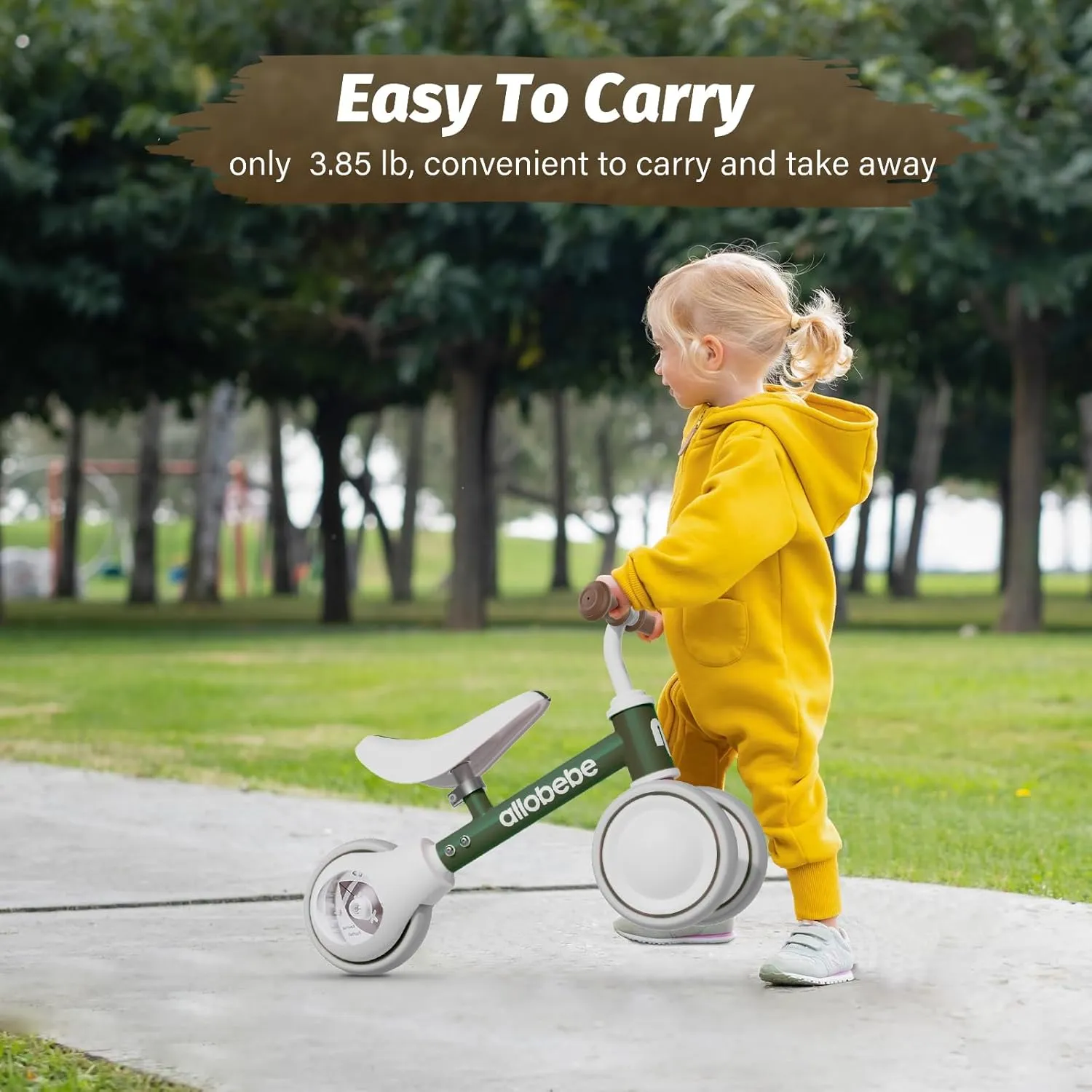 allobebe Baby Balance Bike, Cute Toddler Bikes 12-36 Months Gifts for 1 Year Old Girl Bike to Train Baby from Standing to Running with Adjustable Seat Silent & Soft 3 Wheels