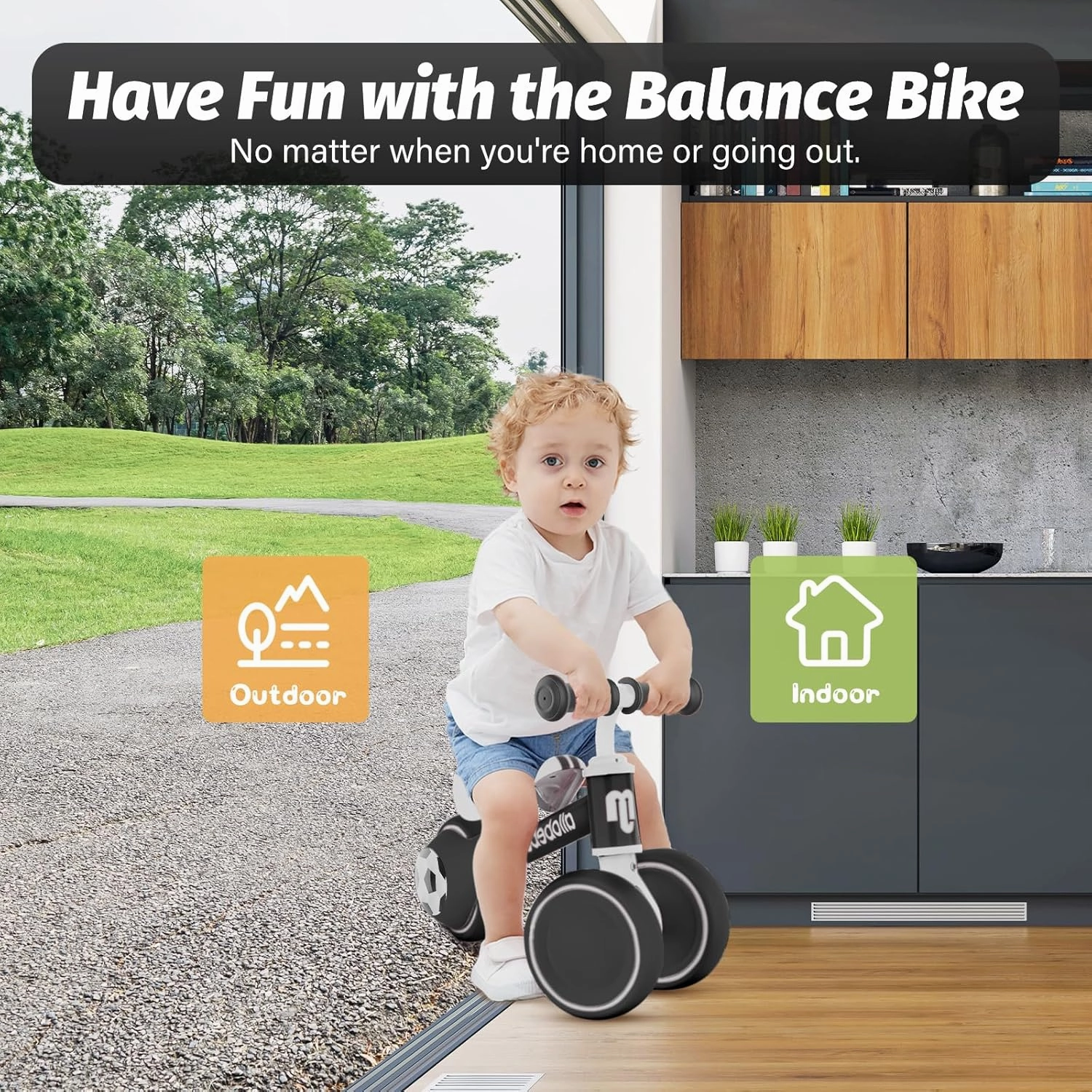 allobebe Baby Balance Bike, Cute Toddler Bikes 12-36 Months Gifts for 1 Year Old Girl Bike to Train Baby from Standing to Running with Adjustable Seat Silent & Soft 3 Wheels
