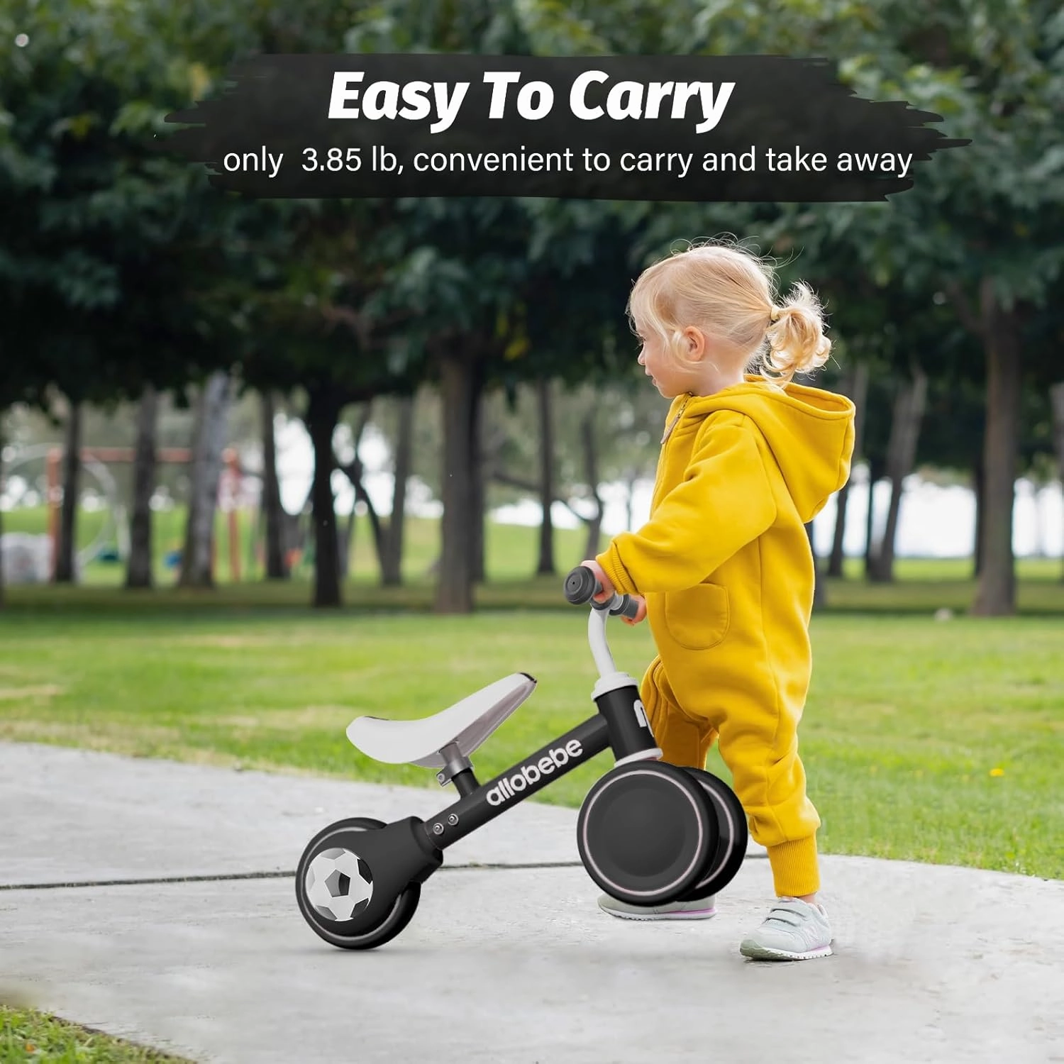 allobebe Baby Balance Bike, Cute Toddler Bikes 12-36 Months Gifts for 1 Year Old Girl Bike to Train Baby from Standing to Running with Adjustable Seat Silent & Soft 3 Wheels