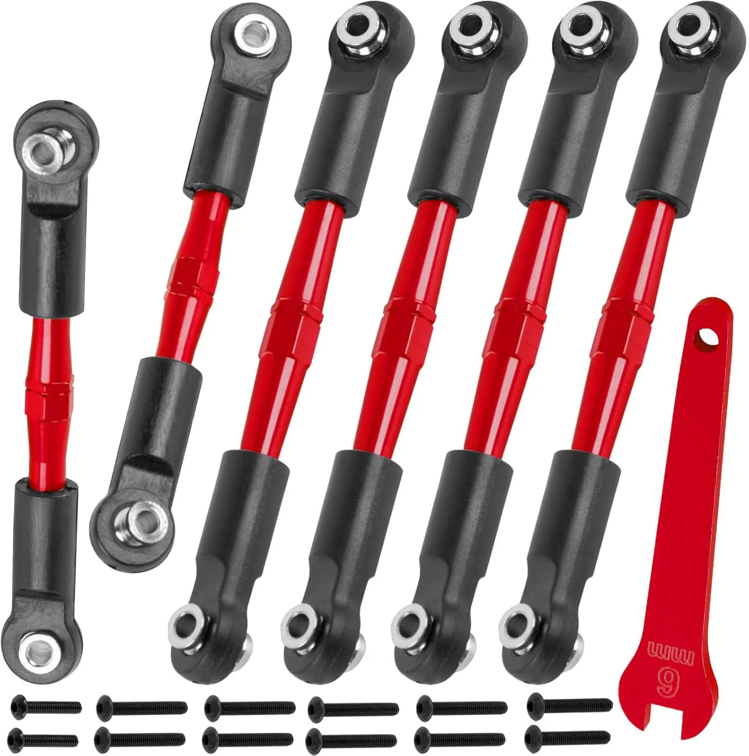 Aluminum Turnbuckles Camber Links Upgrades Part for 1/10 Big Rock 3S V3 4WD BLX 1/8 Typhon 3S / Mega 550 V3 4WD BLX,Red (Mismatch Big Rock V1 or V2 Model rc car)