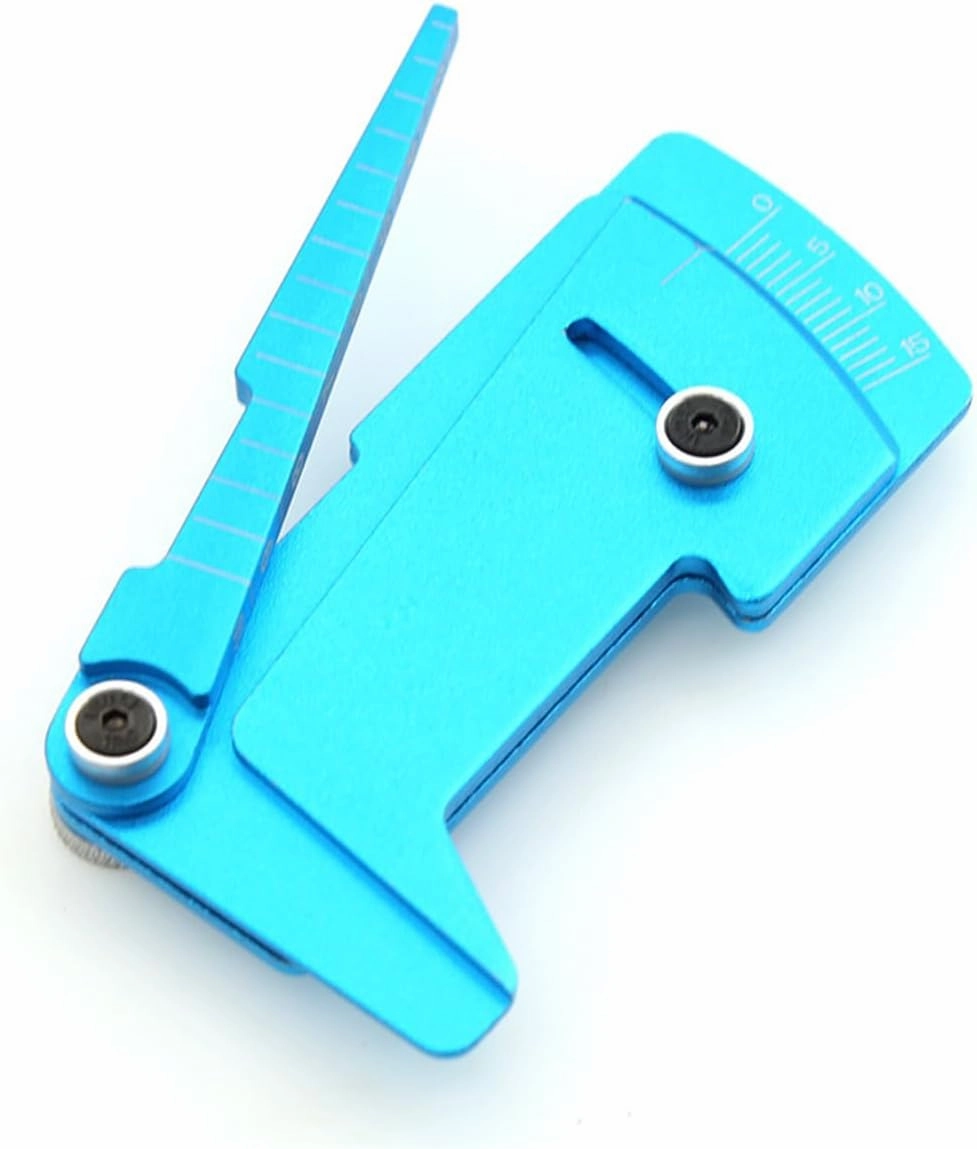 Aluminum Adjustable Wheel Rim Tire Height Camber Gauge Ruler RC Tool Kit for 1/10 RC Car, Blue