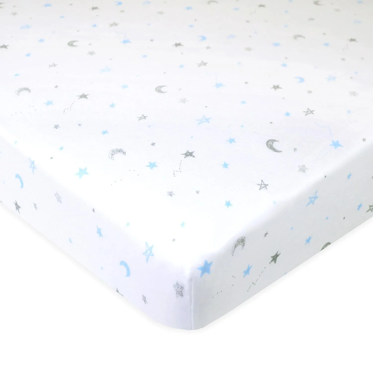American Baby Company 3 Pack Fitted Mini Crib Sheet 24" x 38", Soft Breathable Neutral 100% Cotton Jersey Portable Sheet, Blue Star/Zigzag, for Boys and Girls, Fits Most Pack N Play Mattresses