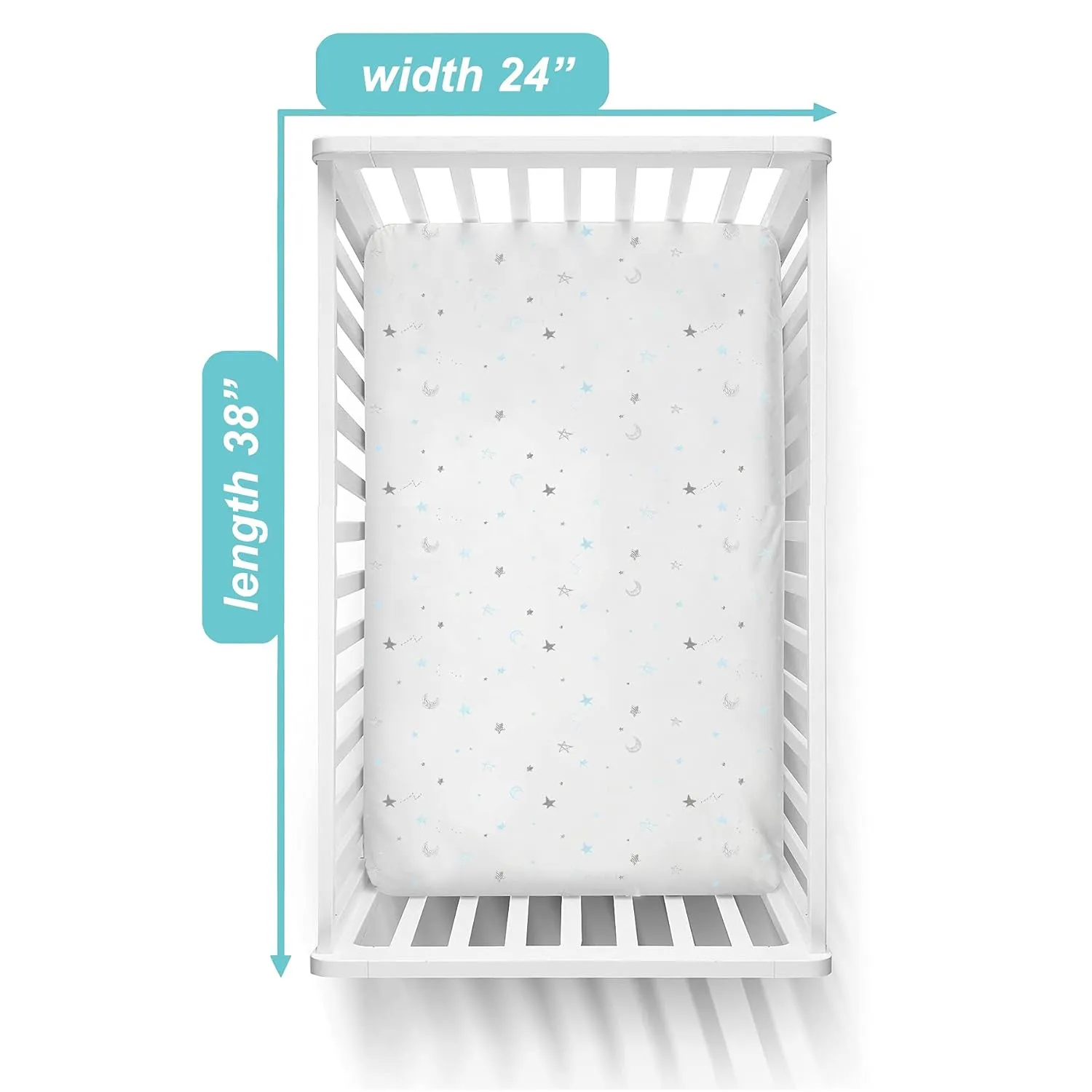 American Baby Company 3 Pack Fitted Mini Crib Sheet 24" x 38", Soft Breathable Neutral 100% Cotton Jersey Portable Sheet, Blue Star/Zigzag, for Boys and Girls, Fits Most Pack N Play Mattresses