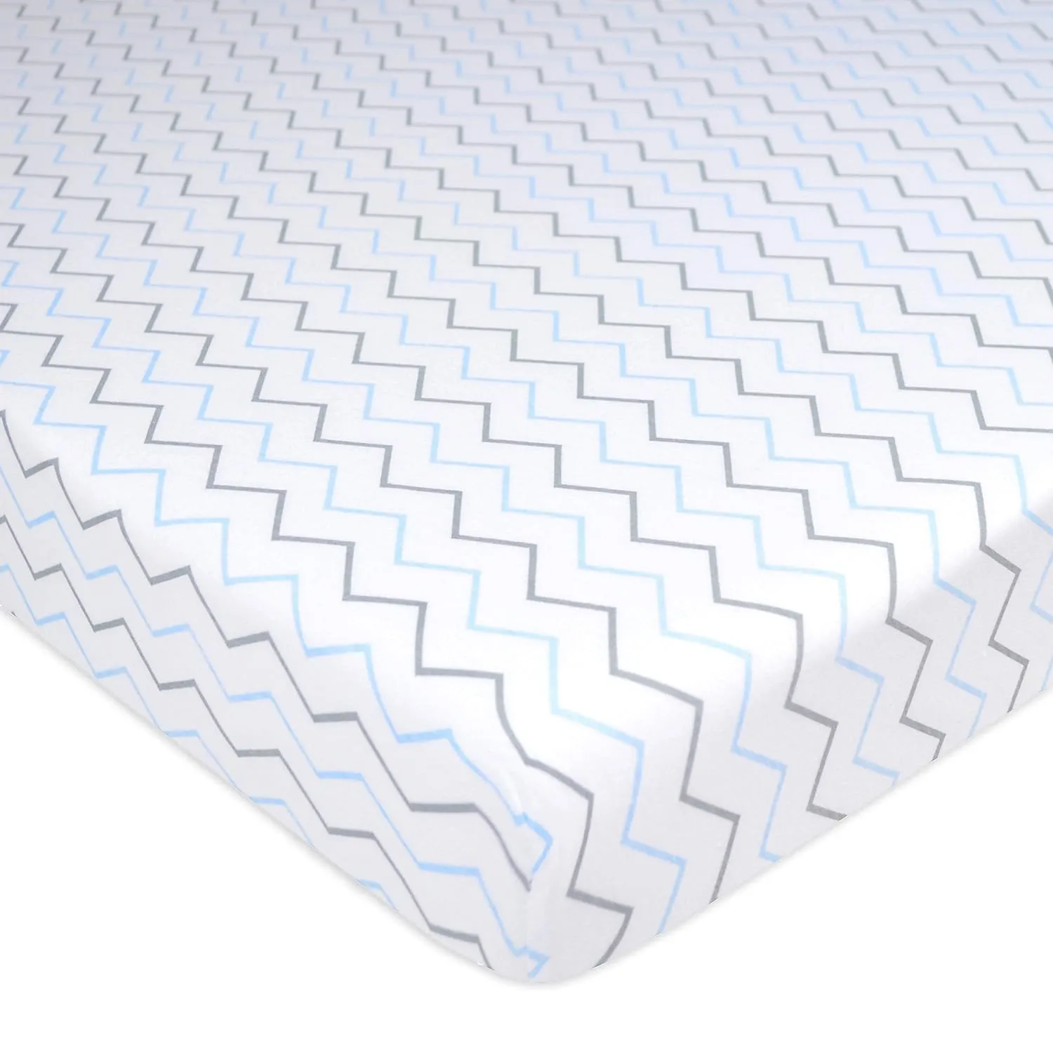 American Baby Company 3 Pack Fitted Mini Crib Sheet 24" x 38", Soft Breathable Neutral 100% Cotton Jersey Portable Sheet, Blue Star/Zigzag, for Boys and Girls, Fits Most Pack N Play Mattresses