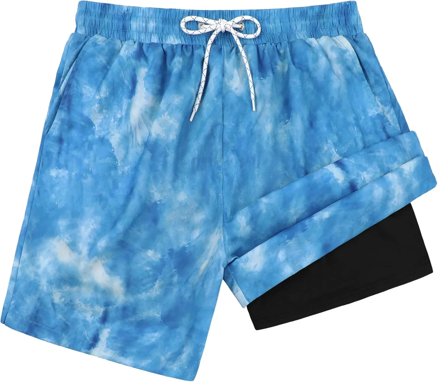 American Trends Men's Swim Trunks with Compression Liner Quick Dry Swimsuits Mens Bathing Suit Swimwear