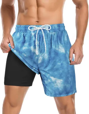 American Trends Men's Swim Trunks with Compression Liner Quick Dry Swimsuits Mens Bathing Suit Swimwear