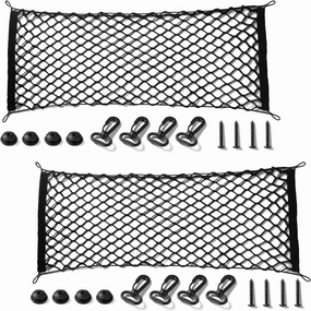 Amiss 2 Packs Cargo Net Stretchable, Adjustable Elastic Trunk Storage Net with Hook for SUVs, Cars and Trucks (35.4x15.8 Inch)