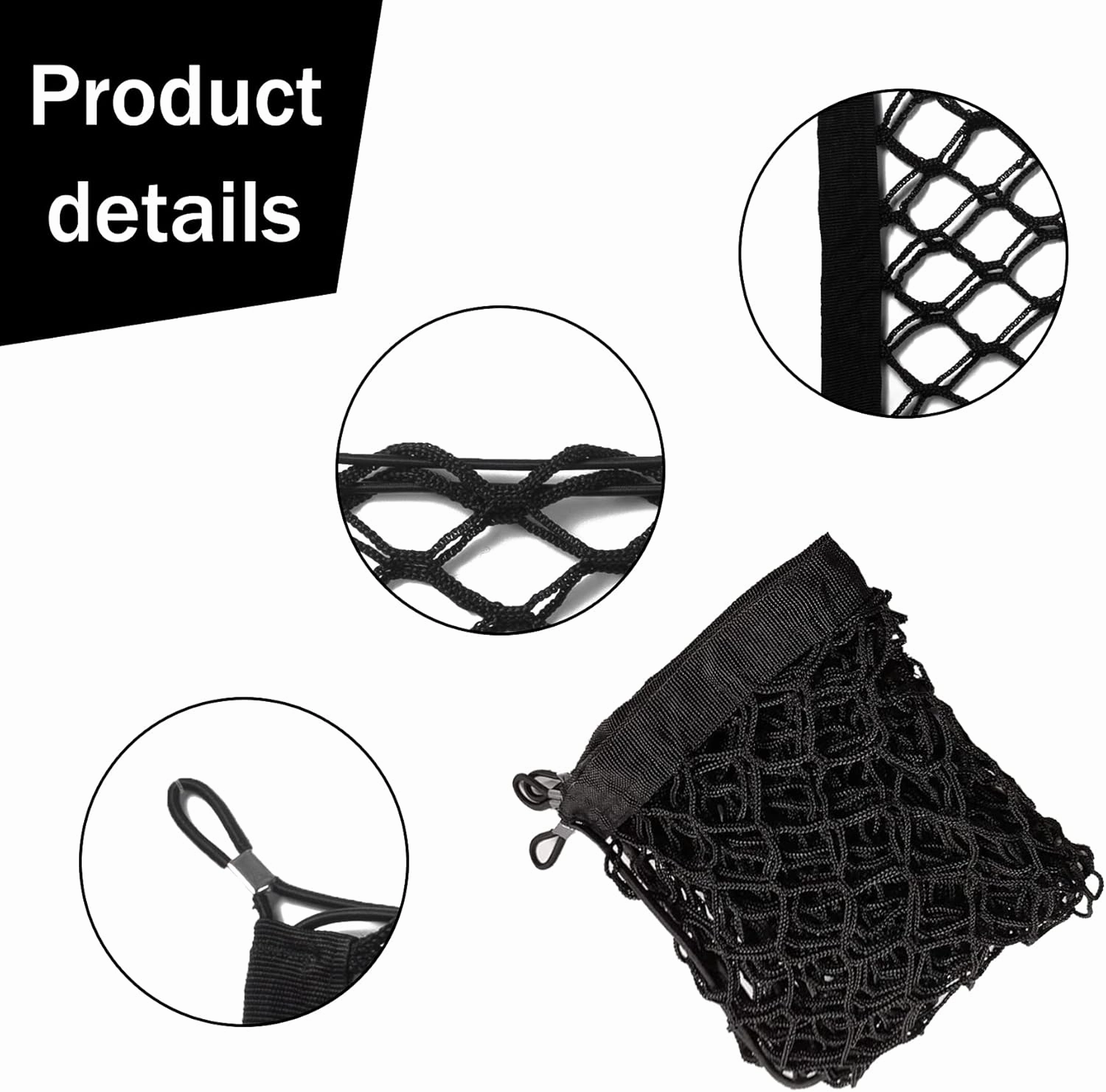 Amiss 2 Packs Cargo Net Stretchable, Adjustable Elastic Trunk Storage Net with Hook for SUVs, Cars and Trucks (35.4x15.8 Inch)